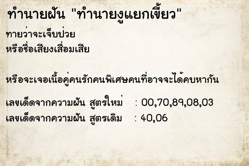 ทำนายฝันทำนายงูแยกเขี้ยว ทำนายฝันทำนายฝันทำนายงูแยกเขี้ยว