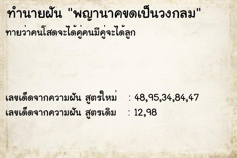 ทำนายฝันทำนายฝันพญานาคขดเป็นวงกลม
