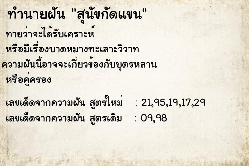 ทำนายฝันสุนัขกัดแขน ทำนายฝันทำนายฝันสุนัขกัดแขน