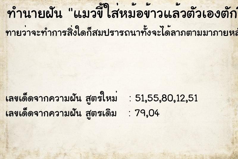 ทำนายฝันทำนายฝันแมวขี้ใส่หม้อข้าวแล้วตัวเองตักขี้แมวออก