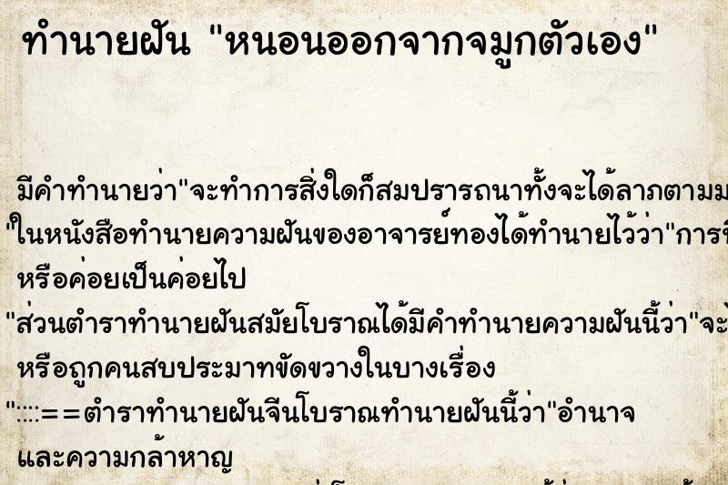 ทำนายฝัน หนอนออกจากจมูกตัวเอง ตำราโบราณ แม่นที่สุดในโลก