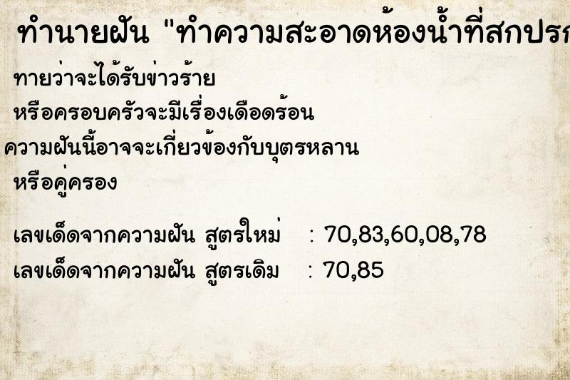 ทำนายฝัน ทำความสะอาดห้องน้ำที่สกปรกมาก ทำนายฝัน ทำความสะอาดห้องน้ำที่สกปรกมาก