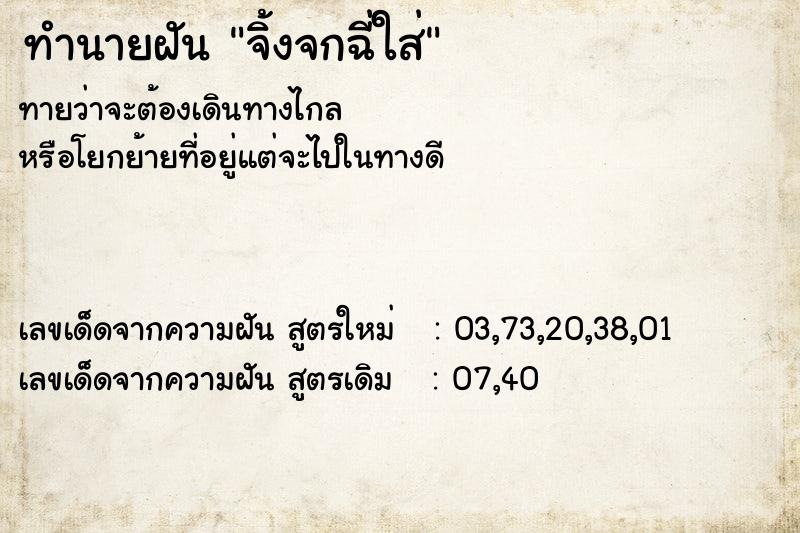 ทำนายฝันทำนายฝันจิ้งจกฉี่ใส่