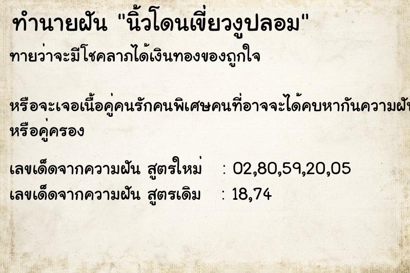ทำนายฝันทำนายฝันนิ้วโดนเขี่ยวงูปลอม
