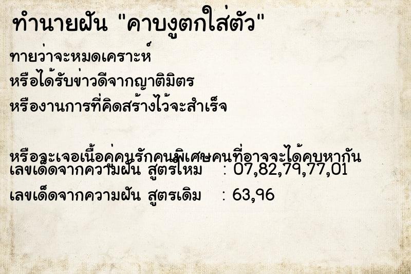 ทำนายฝันคาบงูตกใส่ตัว ทำนายฝันทำนายฝันคาบงูตกใส่ตัว