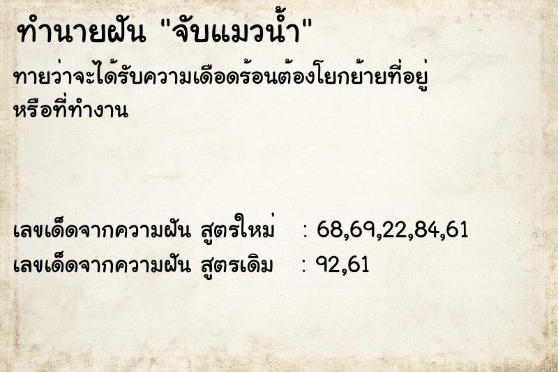 ทำนายฝันทำนายฝันจับแมวน้ำ