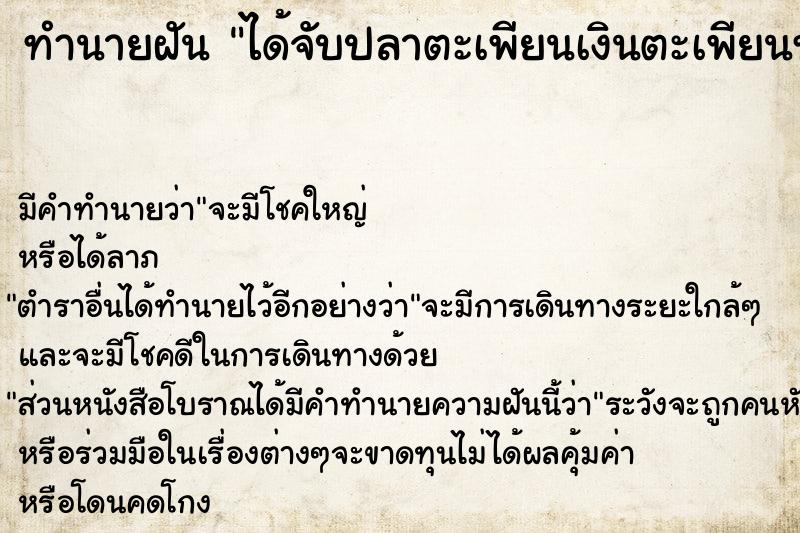 ทำนายฝัน ได้จับปลาตะเพียนเงินตะเพียนทอง ทำนายฝัน ได้จับปลาตะเพียนเงินตะเพียนทอง