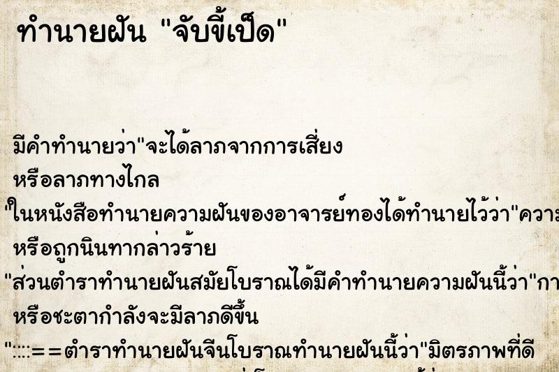 ทำนายฝัน จับขี้เป็ด ทำนายฝัน จับขี้เป็ด