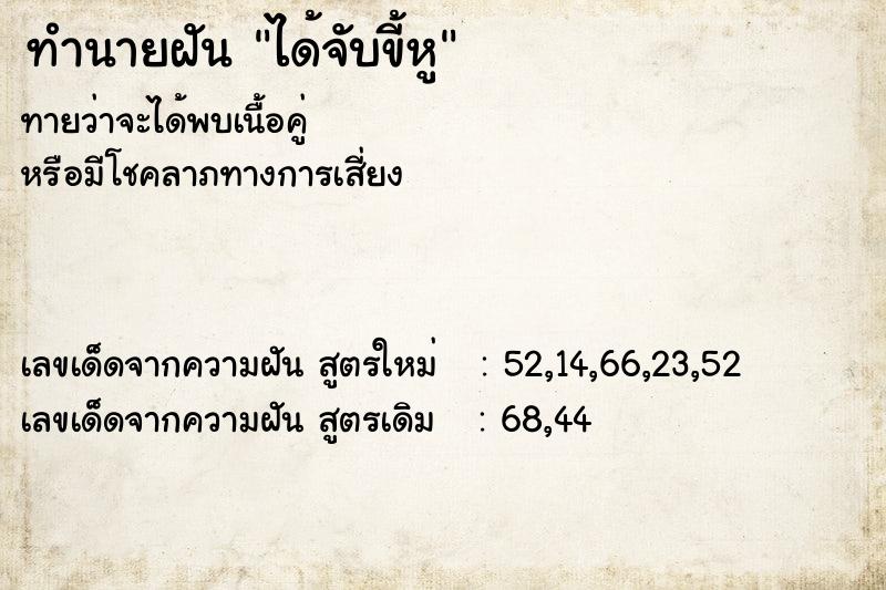 ทำนายฝันทำนายฝันได้จับขี้หู