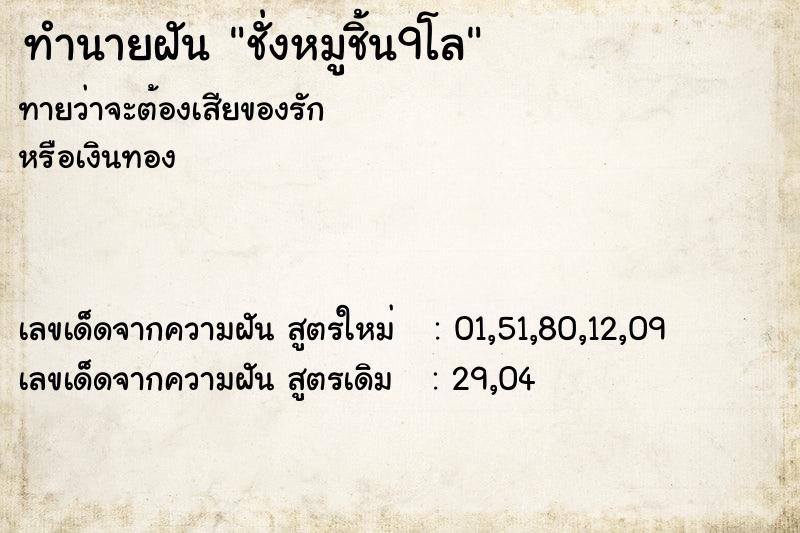 ทำนายฝัน ชั่งหมูชิ้น9โล