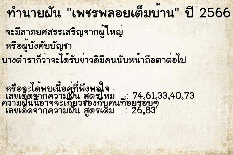 ทำนายฝัน เพชรพลอยเต็มบ้าน ทำนายฝัน เพชรพลอยเต็มบ้าน