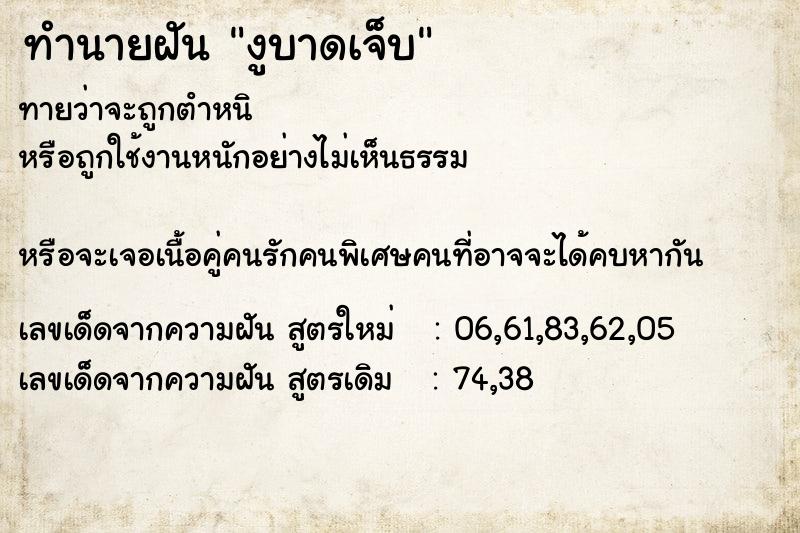ทำนายฝัน งูบาดเจ็บ แม่นๆ ฟรี ด้วยตำราหนังสือทำนายฝันโบราณ ทำนายฝันงูบาดเจ็บ
