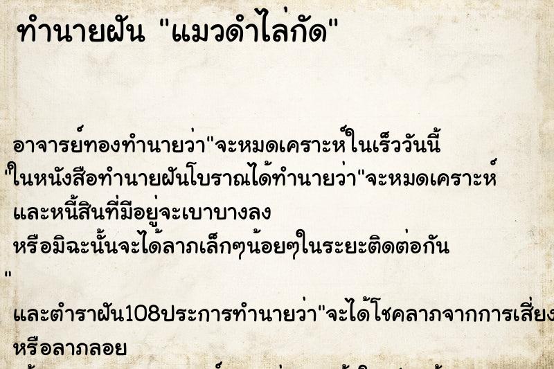 ทำนายฝัน แมวดำไล่กัด