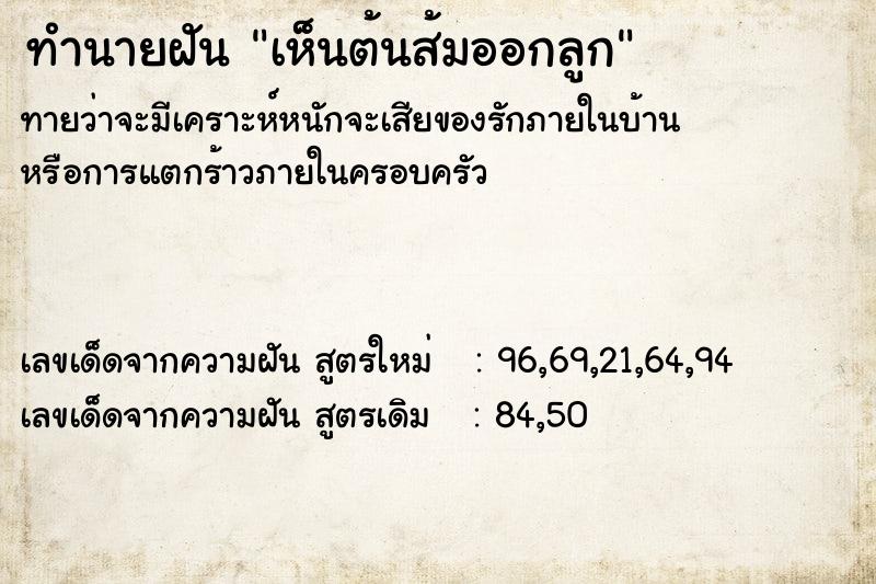 ทำนายฝัน เห็นต้นส้มออกลูก ทำนายฝัน เห็นต้นส้มออกลูก