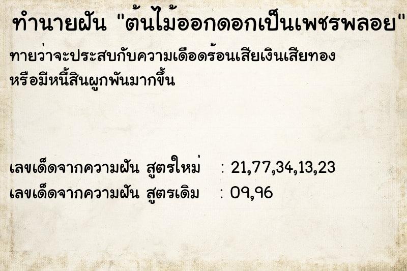 ทำนายฝันต้นไม้ออกดอกเป็นเพชรพลอย ทำนายฝันทำนายฝันต้นไม้ออกดอกเป็นเพชรพลอย