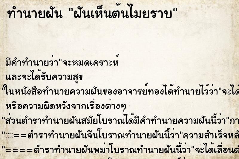ทำนายฝัน ฝันเห็นต้นไมยราบ ทำนายฝัน ฝันเห็นต้นไมยราบ