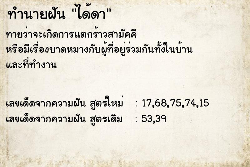 ทำนายฝันทำนายฝันได้ดา