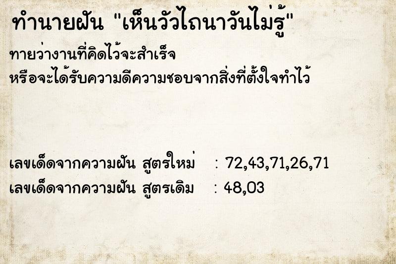 ทำนายฝันเห็นวัวไถนาวันไม่รู้ ทำนายฝันทำนายฝันเห็นวัวไถนาวันไม่รู้