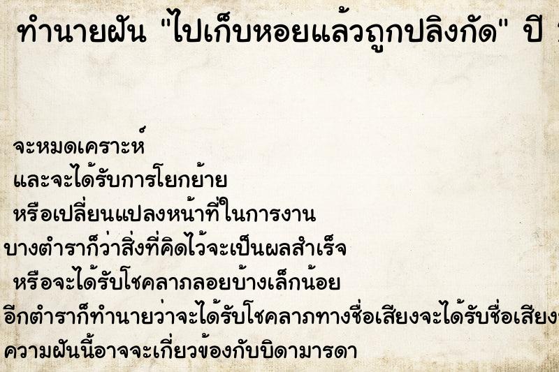 ทำนายฝันทำนายฝันไปเก็บหอยแล้วถูกปลิงกัด