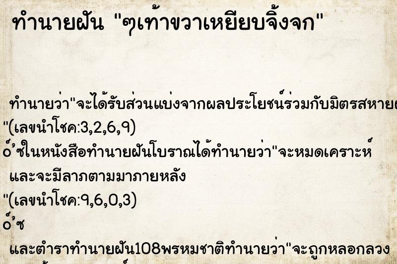 ทำนายฝัน ๆเท้าขวาเหยียบจิ้งจก