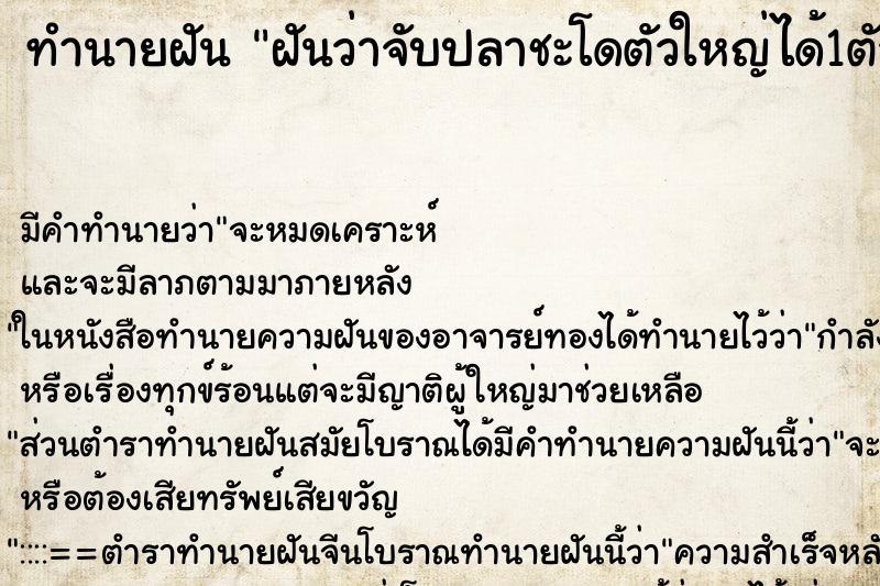 ทำนายฝัน ฝันว่าจับปลาชะโดตัวใหญ่ได้1ตัว ทำนายฝัน ฝันว่าจับปลาชะโดตัวใหญ่ได้1ตัว