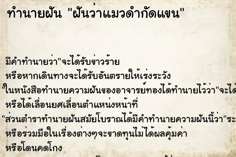 ทำนายฝัน ฝันว่าแมวดำกัดแขน ทำนายฝัน ฝันว่าแมวดำกัดแขน