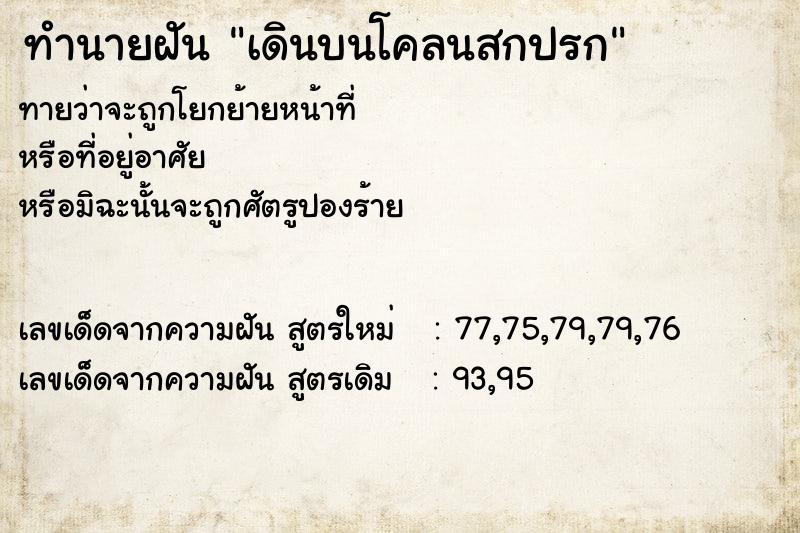 ทำนายฝันทำนายฝันเดินบนโคลนสกปรก