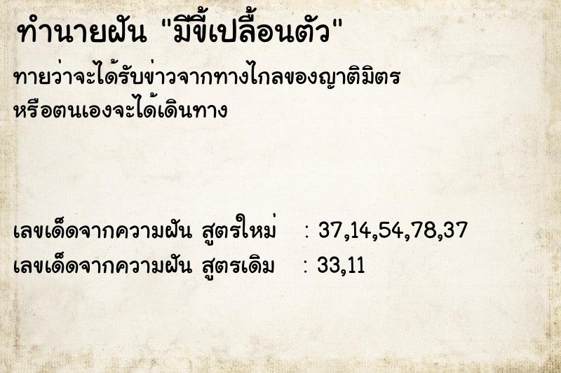 ทำนายฝันทำนายฝันมีขี้เปลื้อนตัว