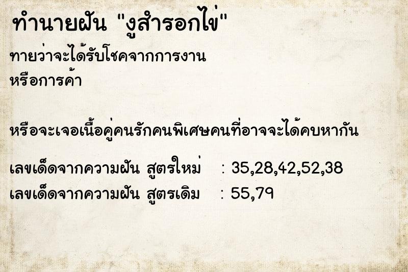 ทำนายฝันงูสำรอกไข่ ทำนายฝันทำนายฝันงูสำรอกไข่