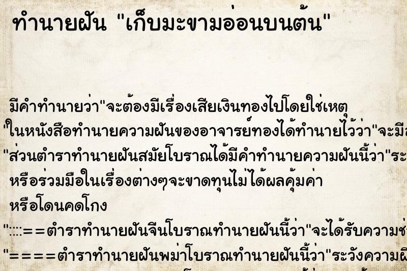 ทำนายฝัน เก็บมะขามอ่อนบนต้น ทำนายฝัน เก็บมะขามอ่อนบนต้น