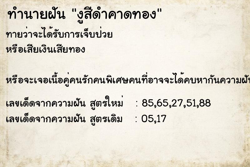 ทำนายฝันทำนายฝันงูสีดำคาดทอง