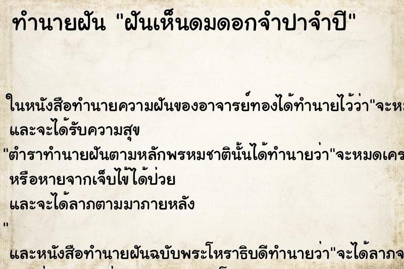 ทำนายฝันฝันเห็นดมดอกจำปาจำปี ทำนายฝันทำนายฝันฝันเห็นดมดอกจำปาจำปี