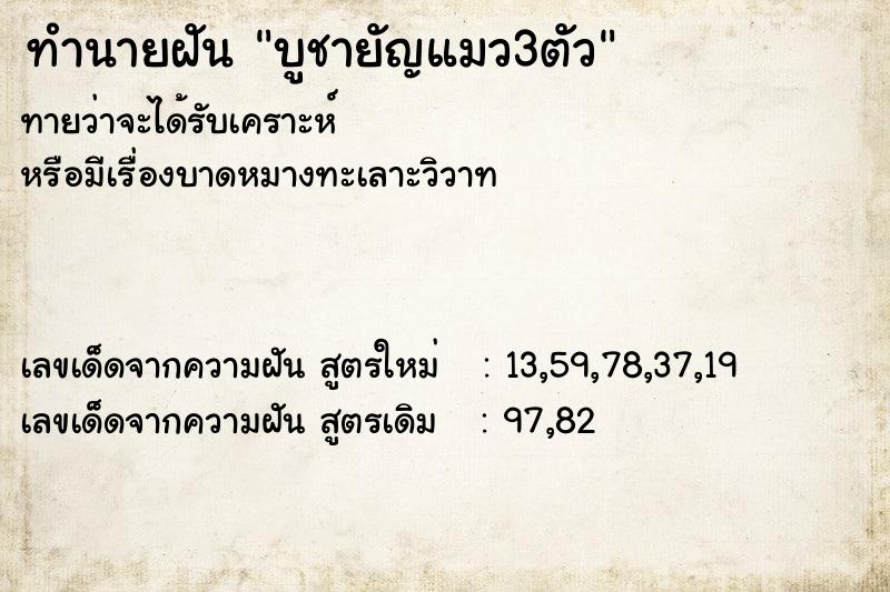 ทำนายฝันทำนายฝันบูชายัญแมว3ตัว