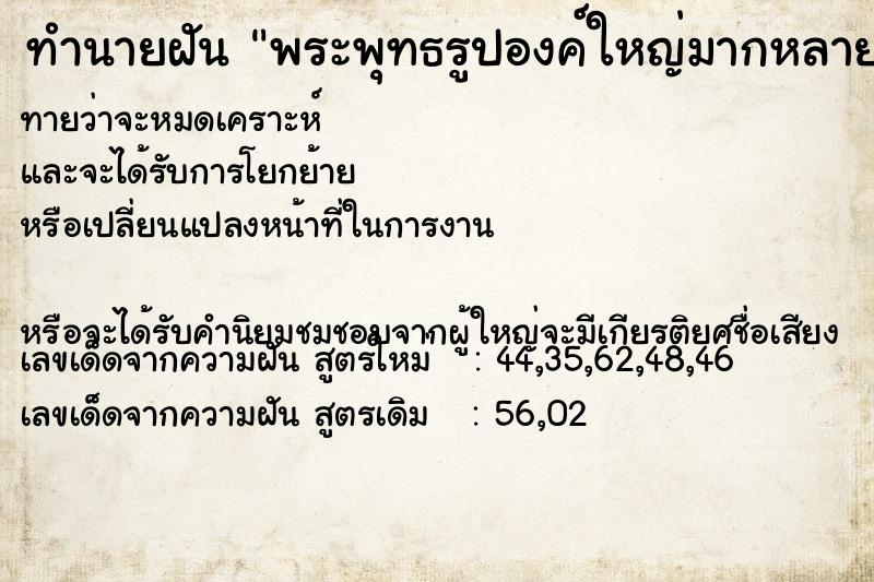 ทำนายฝันทำนายฝันพระพุทธรูปองค์ใหญ่มากหลายองค์