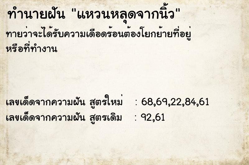 ทำนายฝันทำนายฝันแหวนหลุดจากนิ้ว
