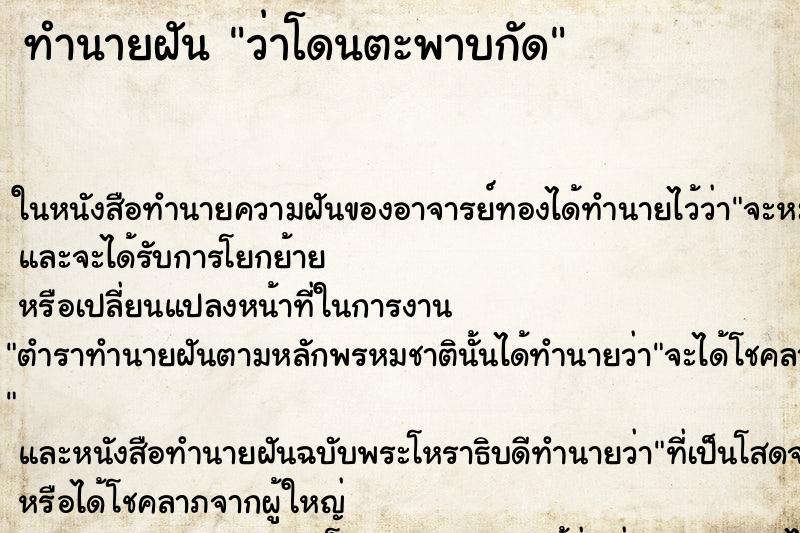 ทำนายฝันว่าโดนตะพาบกัด ทำนายฝันทำนายฝันว่าโดนตะพาบกัด