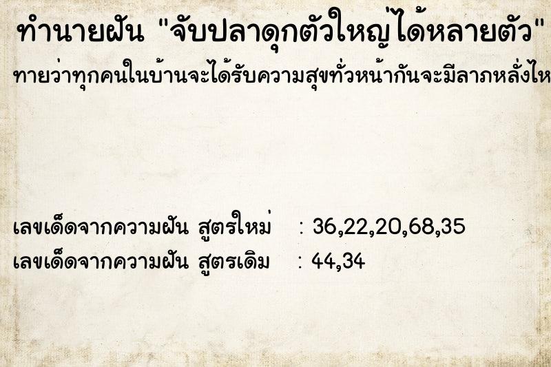 ทำนายฝันทำนายฝันจับปลาดุกตัวใหญ่ได้หลายตัว