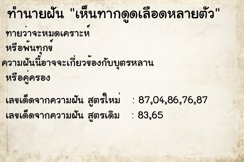 ทำนายฝันเห็นทากดูดเลือดหลายตัว ทำนายฝันทำนายฝันเห็นทากดูดเลือดหลายตัว