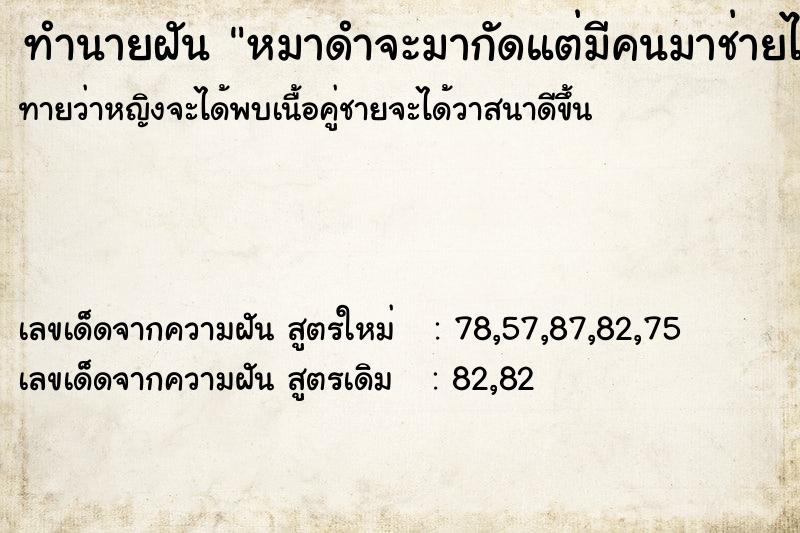 ทำนายฝันหมาดำจะมากัดแต่มีคนมาช่ายไว้ ทำนายฝันทำนายฝันหมาดำจะมากัดแต่มีคนมาช่ายไว้