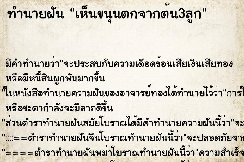 ทำนายฝันทำนายฝันเห็นขนุนตกจากต้น3ลูก