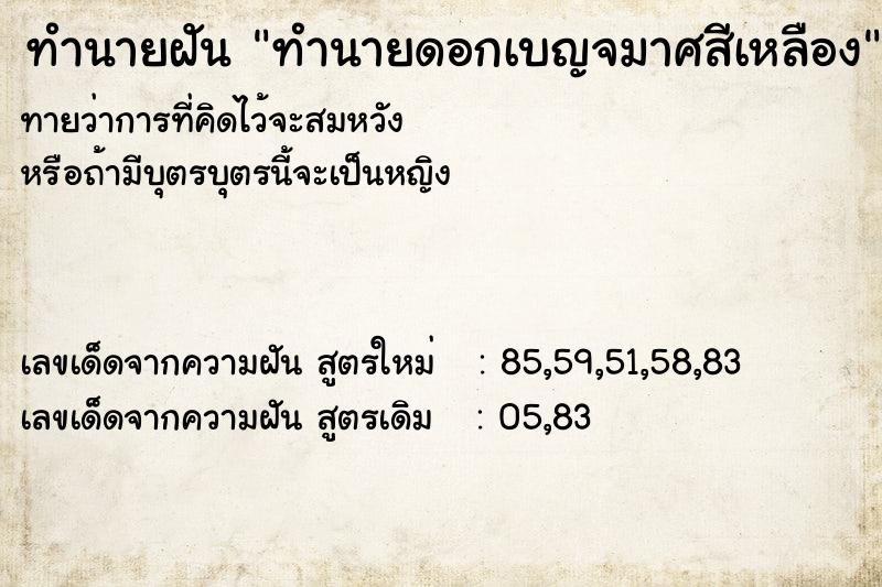 ทำนายฝันทำนายดอกเบญจมาศสีเหลือง ทำนายฝันทำนายฝันทำนายดอกเบญจมาศสีเหลือง