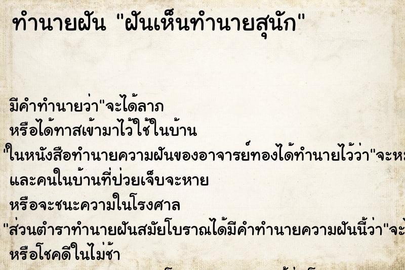 ทำนายฝันทำนายฝันฝันเห็นทำนายสุนัก