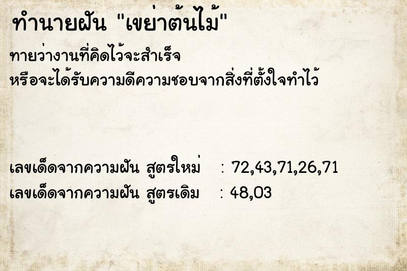 ทำนายฝันเขย่าต้นไม้ ทำนายฝันทำนายฝันเขย่าต้นไม้