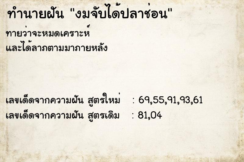 ทำนายฝันงมจับได้ปลาช่อน ทำนายฝันทำนายฝันงมจับได้ปลาช่อน