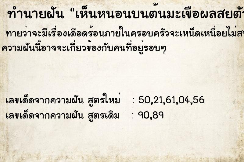 ทำนายฝันทำนายฝันเห็นหนอนบนต้นมะเขือผลสยตัว
