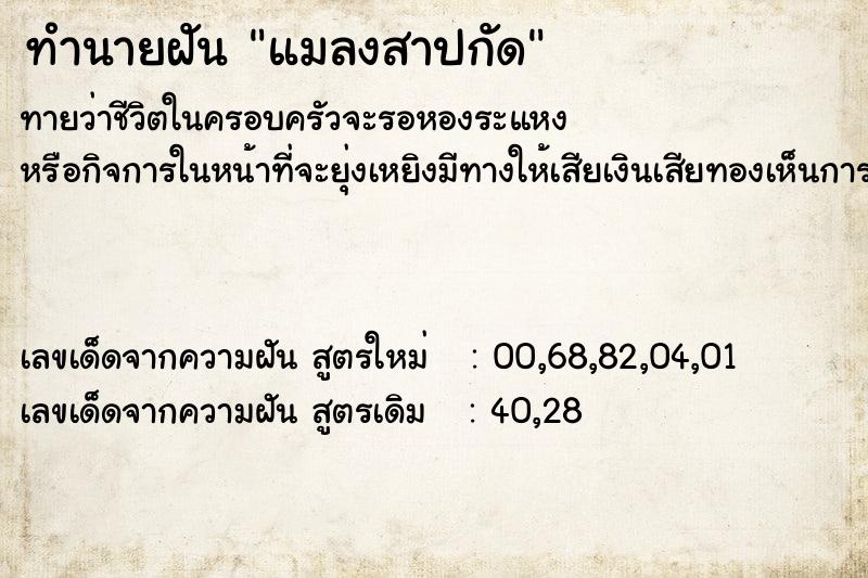 ทำนายฝัน แมลงสาปกัด ทำนายฝัน แมลงสาปกัด