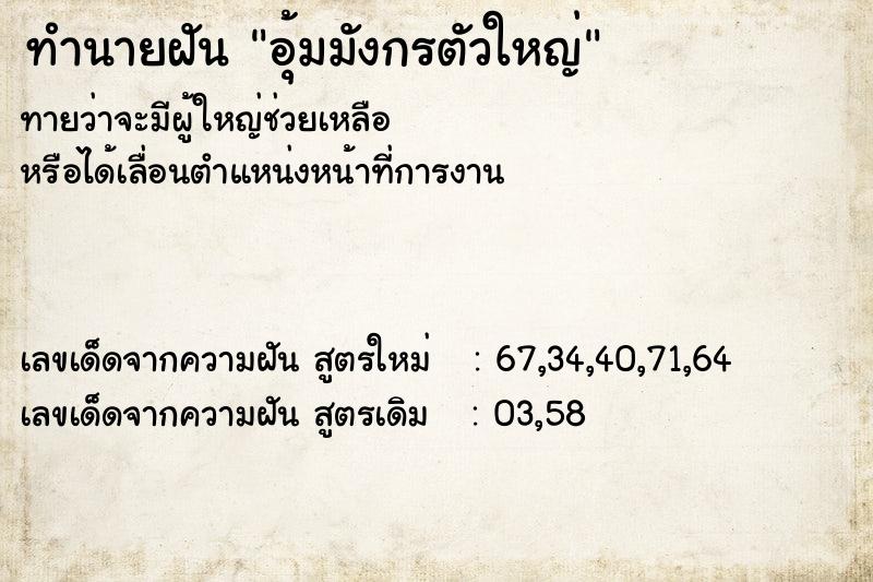 ทำนายฝันอุ้มมังกรตัวใหญ่ ทำนายฝันทำนายฝันอุ้มมังกรตัวใหญ่
