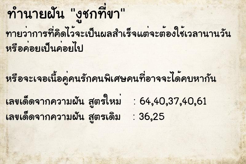 ทำนายฝันทำนายฝันงูชกที่ขา