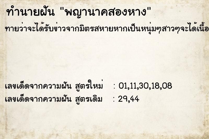 ทำนายฝันพญานาคสองหาง ทำนายฝันทำนายฝันพญานาคสองหาง