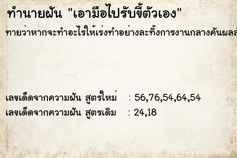 ทำนายฝันทำนายฝันเอามือไปรับขี้ตัวเอง
